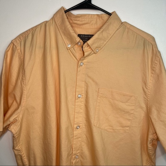 Men’s Primark Slim Flit Orange Button Down - Picture 2 of 7